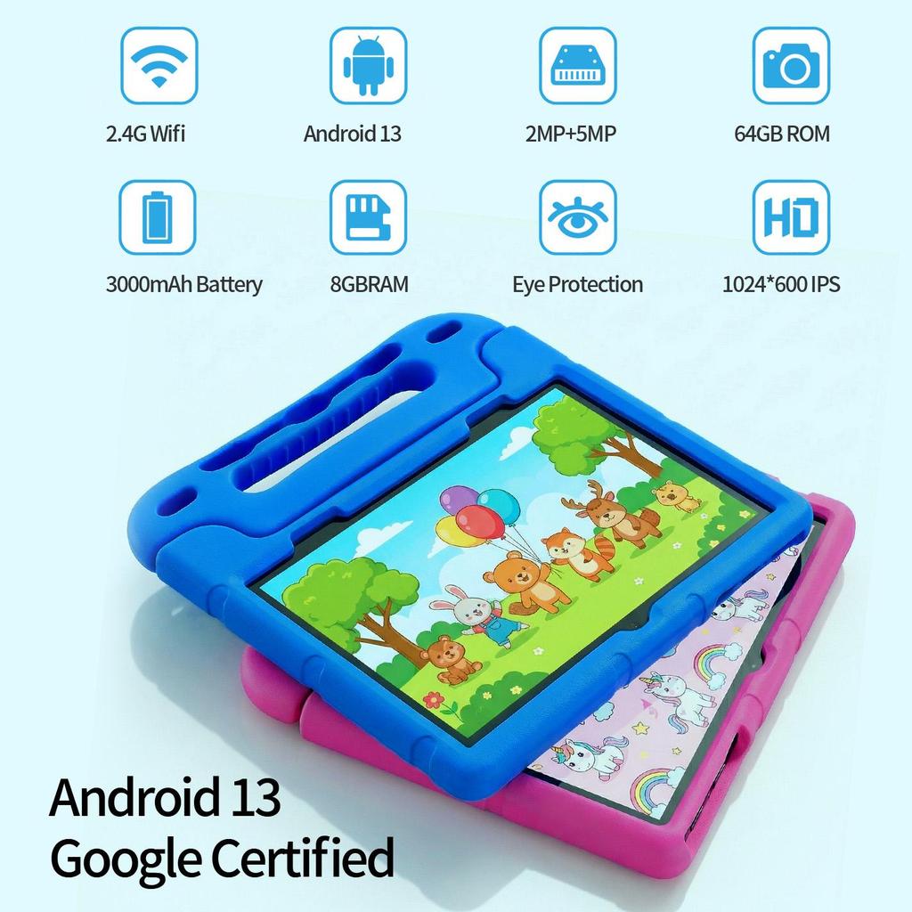 10.1 Inch Kids Tablet Quad Core 8GB+64GB WiFi Bluetooth Educational Software Tablets Children's Gifts