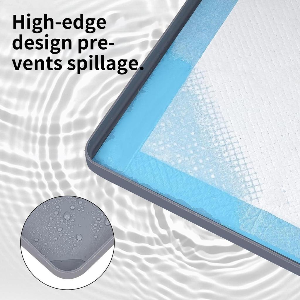 Potty Pad Holder Dog Potty Mat Tray Raised Edge Pee Pad Tray for Indoor Bathroom Apartment Patio Laundry Backyard Living Room