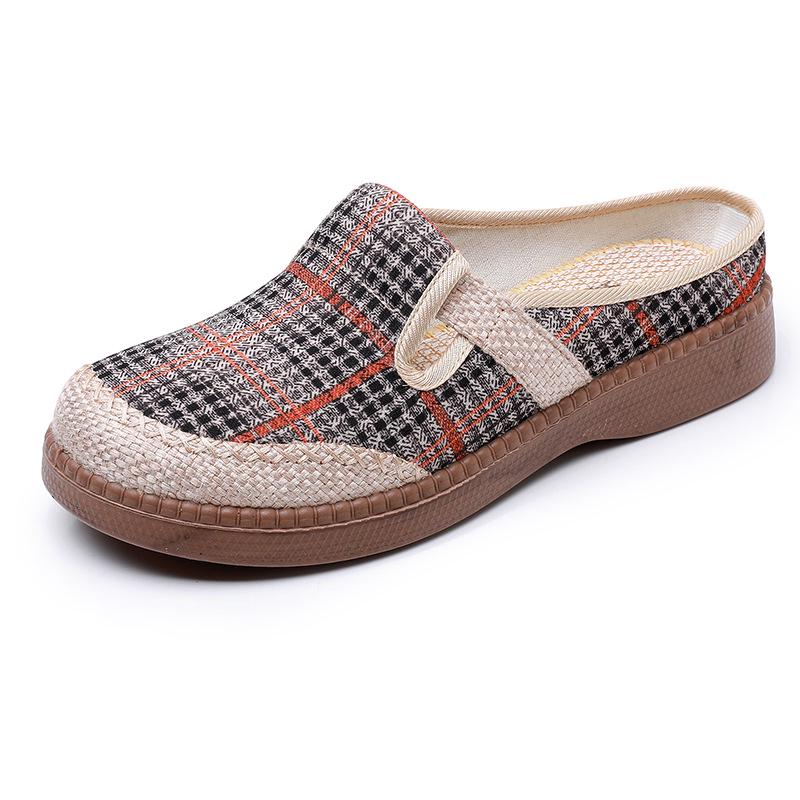 Women's Spring/Summer Soft Sole Breathable Slip-On Cloth Shoes - Fashionable Lightweight Casual Half Slippers