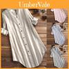 Camicia a righe a maniche lunghe in cotone e lino con tasche per un look casual da lavoro