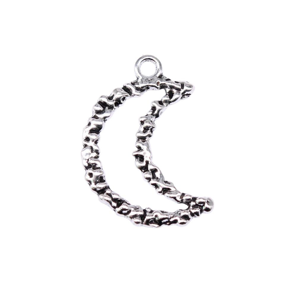 

20шт Лунные шармы Амулеты Античное серебро Цвет Цинковый сплав 23X16mm