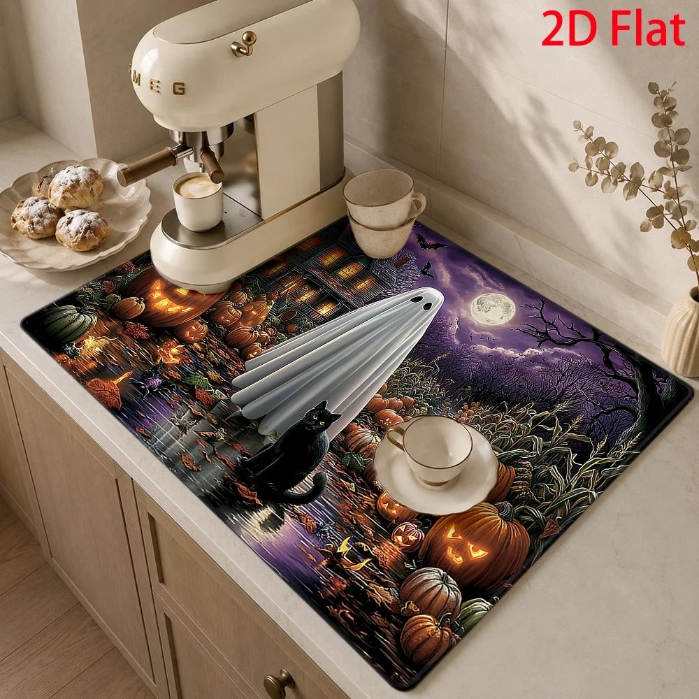 Kitchen Drainage Mat 2D Flat Blueberry Fruit Pattern Pad Super Absorbent Tableware Drying Board Cushion Countertop Rug