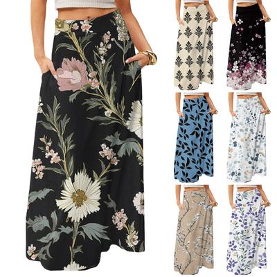 Women's Flowy Maxi Dress Regular Casual Floral Print Summer Bohemian Skirt