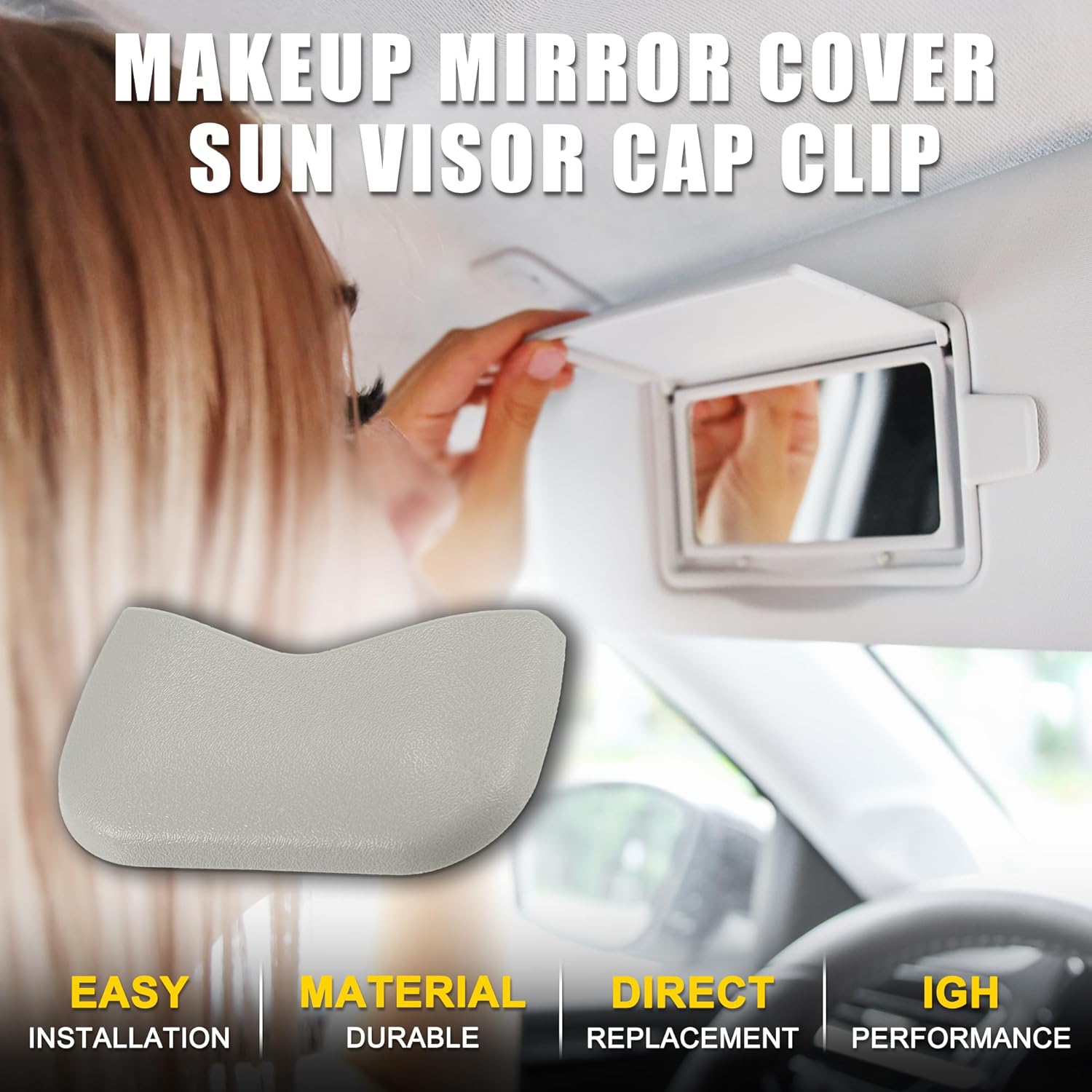 

Makeup Mirror Cover Sun Visor Cap Clip for Nissan Pathfinder Robust No.964201MA0A | Inner Sun Visor Bolt Cover Grey with Flat Pry Bar 1 Set
