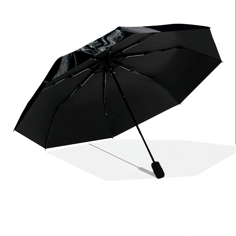 1pc Ayliva Pattern Umbrella Portable Folding Umbrella Iron Frame Hole Bone Structure Outdoor Home Umbrella
