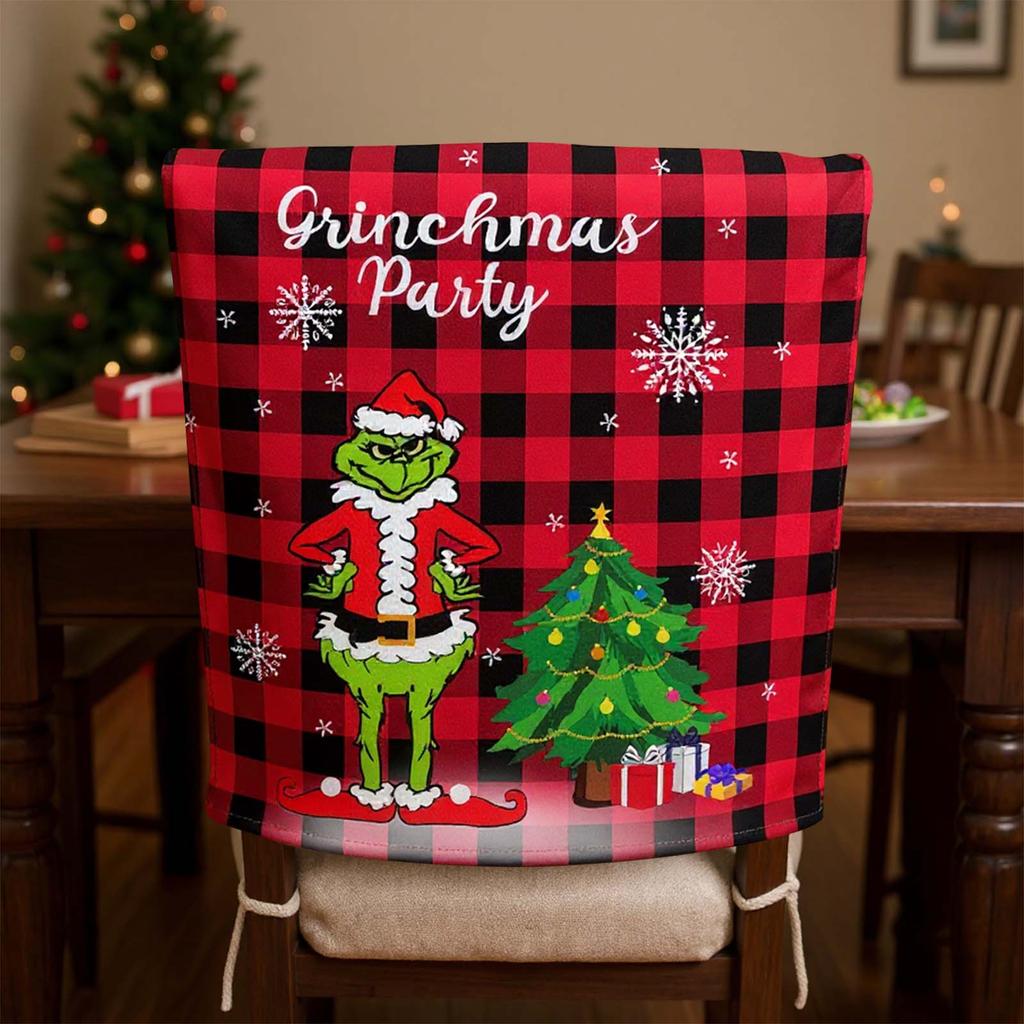 Christmas Chair Back Cover Decoration Creative Printing  Green  Dining Table Home Decoration