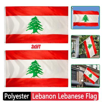 Adesivo per auto creativo con bandiera libanese 3x5FT Poliestere Bandiera da appendere per interni esterni 90*150cm Repubblica del Libano Bandiera del Libano