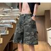 American high street slack ripped jeans men's new men's high waist light color straight loose pants