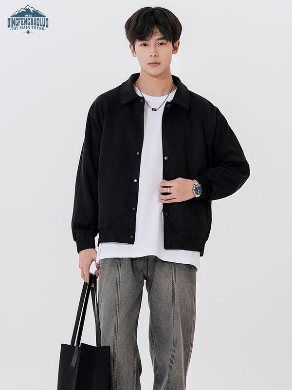 

Dingfengbaoluo Men s Casual Suede Baseball Jacket