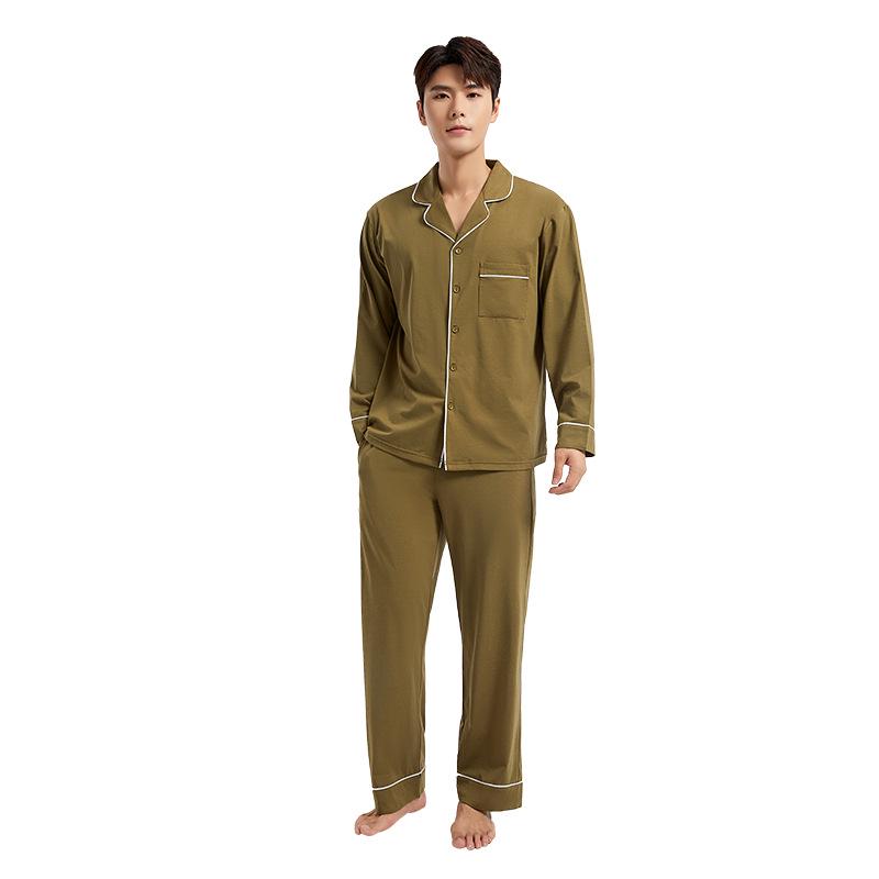 5A Antibacterial Men's Tencel Cardigan Pajamas - Long-Sleeve Lapel Design for Home or Outdoor Wear