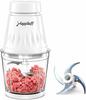 Happilaff 350W High-Power Food Processor, 5-in-1 Function: Chopper, Stainless Steel 4-Blade, 600ml Glass Bowl, Mixer/Chopper, Washable, Overheat Prote