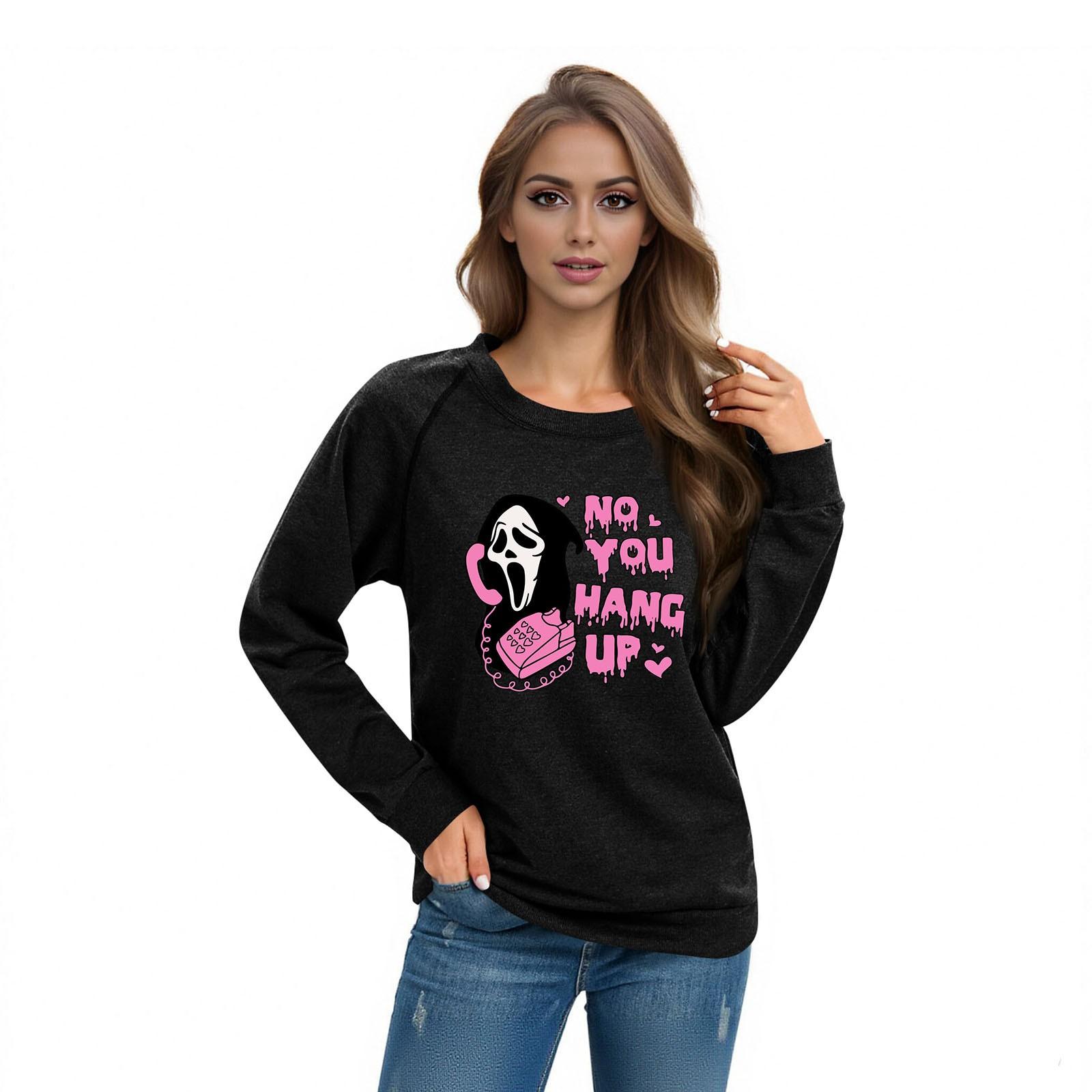 

Women s Casual Raglan O-neck Long Sleeve Halloween Print Top XXL