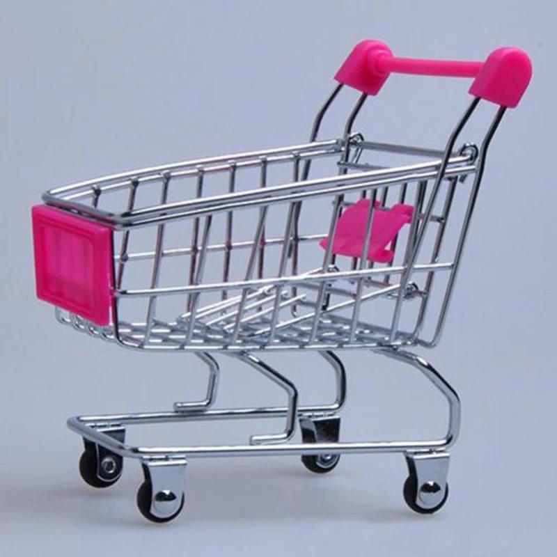 Mini Supermarket Shopping Cart Desktop Model Children's Toy Storage Home Decoration Cart Playhouse Model