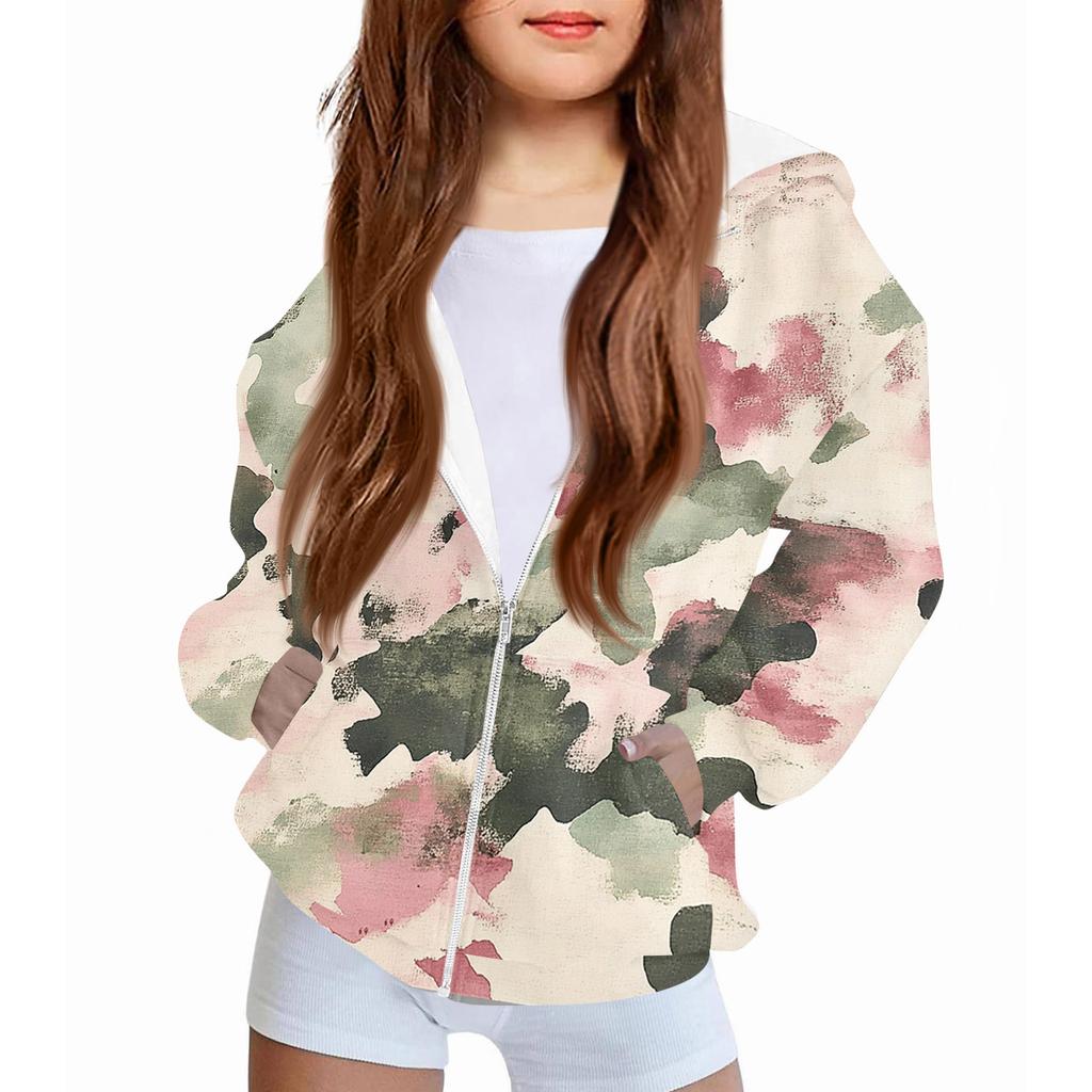 Children's Fashion Christmas Printed Long Sleeved Hooded Sweatshirt Girls' Hoodie Jacket