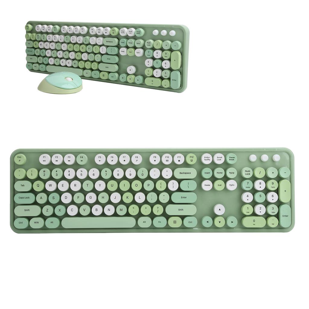 2.4Ghz Wireless 104 Key Keyboard and Mouse Set Desktop Cute Keyboard for Computer(Black Red Mixed Color )
