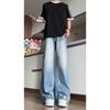 Trendy Men's Jeans Ripped Design Feeling Loose Wide Legs Drape Feeling Casual Versatile Fashion Commuter Daily Trousers