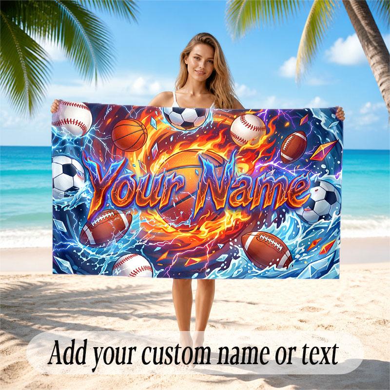 Other Similar Designs Theme Beach Towel Personalized Custom Name & Text Soft Quick Dry Beach Towel for Swimming Travel