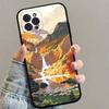 Landscape Painting Square Matte Silicone Case For Iphone17 Air 16 15 14 13 12 11 Pro Max Plus Matte Basic Cover Case