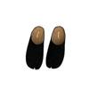 Fashion Women's Split Toe Fur Slippers Tabi Ninja Slip-on Flat Round Toe Shallow Lazy Boat Shoes Slingback Mules Soft Warm Casual Shoes