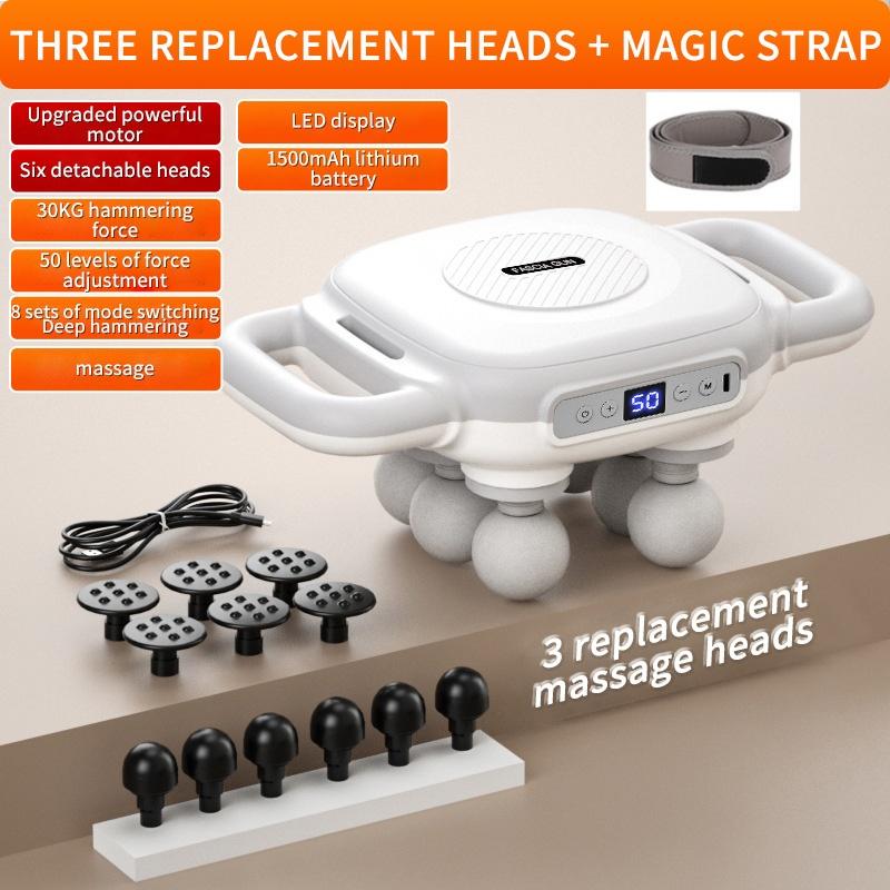 6 Head Massage Gun Muscle Relaxation Fascia Gun High Frequency Vibration Body Massager Pain Relief Muscle Fascia Gun