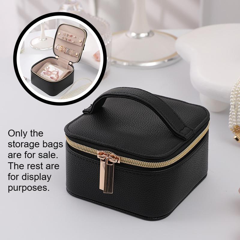 

PU Portable Jewelry Storage Bag Necklace Earrings Rings Bracelet Jewelry Organizer Box for Women чёрный