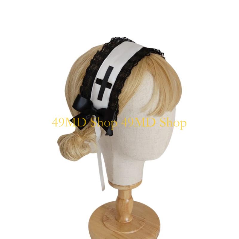 49MD Versatiles Lace Bows Hair Band Stylish Butterfly Embellished Women Headpiece