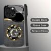 Lucky G Letter Round Logo Creative Lucky Black Golden Pattern Glass Phone Case Cover for iPhone 17 16 15 14 13 12 11 Etc