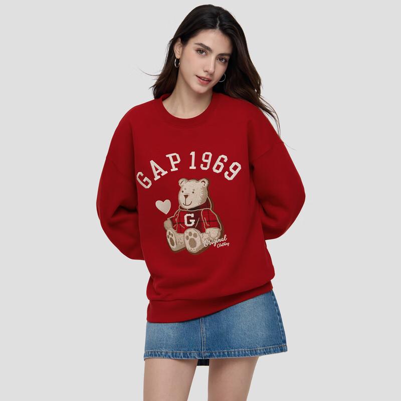 GAP Unisex Logo Bear Patch Fleece Crewneck Sweatshirt