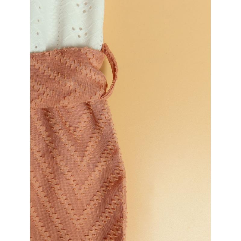Women's Elegant Mesh Jacquard Fabric Patchwork Lace-up Dress