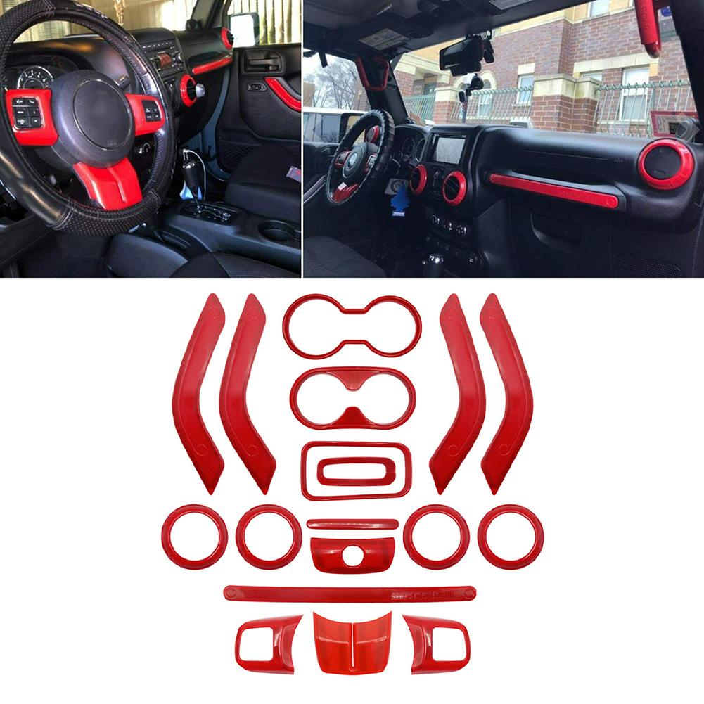 Car Interior Decoration Cover Trim Kit For Jeep For Wrangler JK JKU 4 Door 11-17 Auto Interior Decoration Sticker Dashboard
