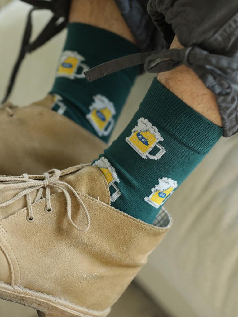 CHAOZHU Men's Funny Socks Cartoon Beer Business Fashion Crew Socks Xmas Father's Day Birthday Gift Casual Socks