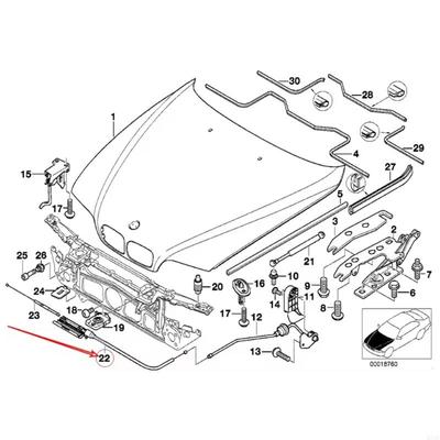 2025 New Bonnet Hood Release Cable Replacement Release Cable Automotive Accessories Easy Installation for E39 520i 523i 525i