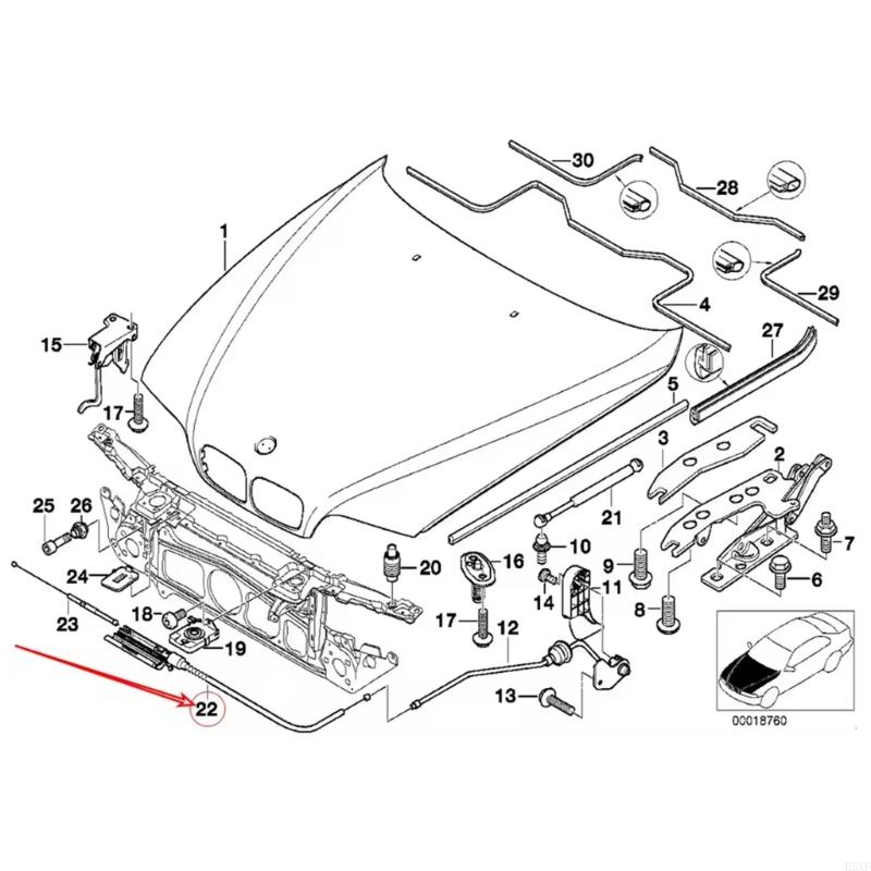

2025 Новый Трос Открытия Капота Замена Троса Открытия Автомобильные Аксессуары Легкая Установка для E39 520i 523i 525i CHINA