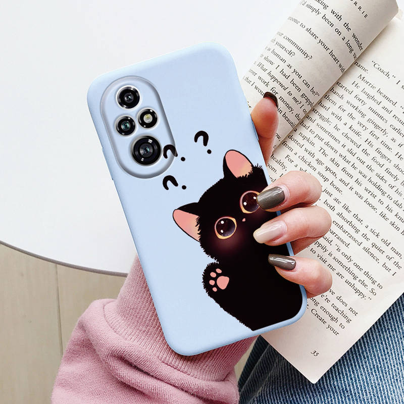 Cartoon Case For Honor 50 70 X7 X7A X7b 90 Lite 90 Smart 400 200 Pro 200 Lite Cute Black Cat Cover Soft Back Shell for Honor 400