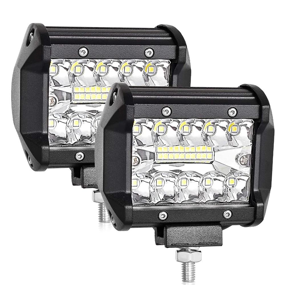 4 Inch 60W Work Light Spot Flood Offroad Car Lights Bar with Universal Trailer Tow Hitch Mount Bracket for Pickup Truck Van