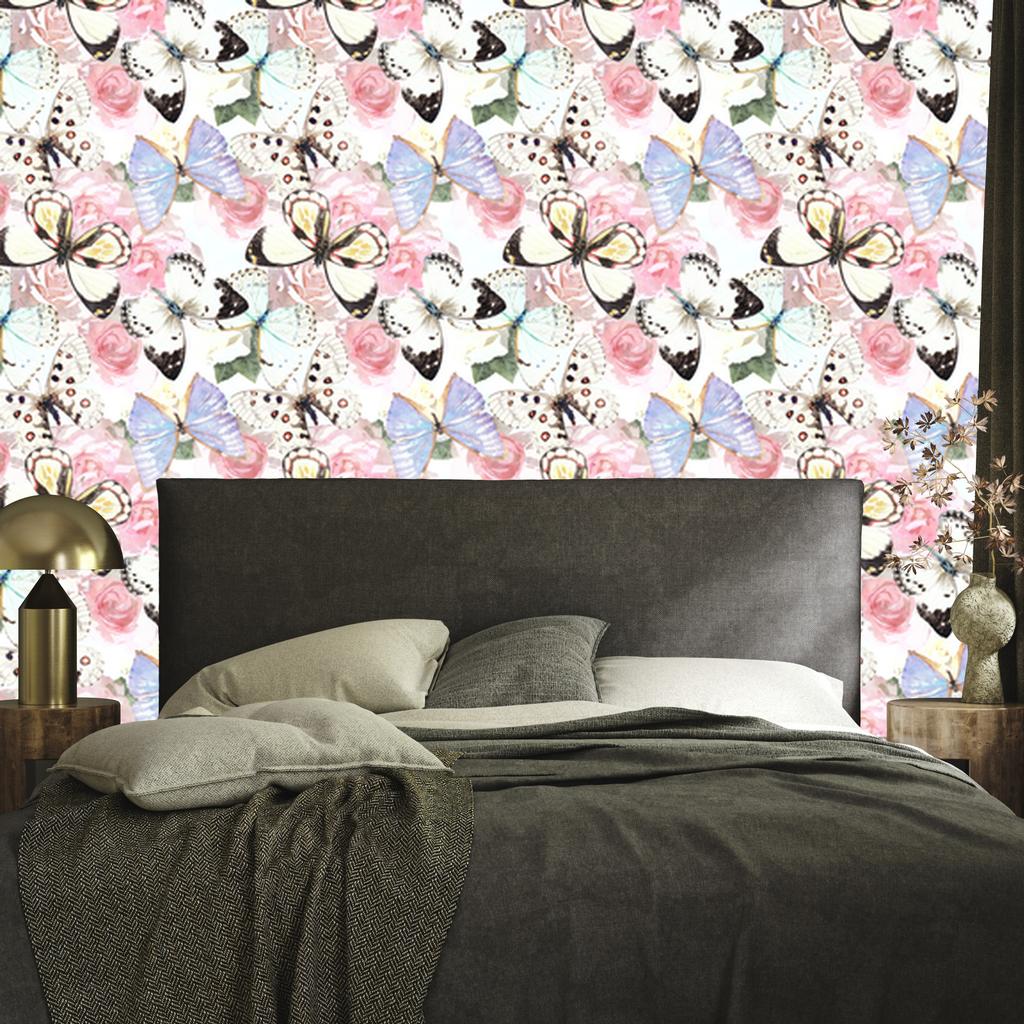 Wallpaper Flowers, plants and butterflies for living room and bedroom 50x1000