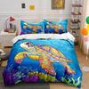 Colorful Sea Turtle Design Trio Exquisite Three-Piece Bedding Set Gift For Kids And Adults