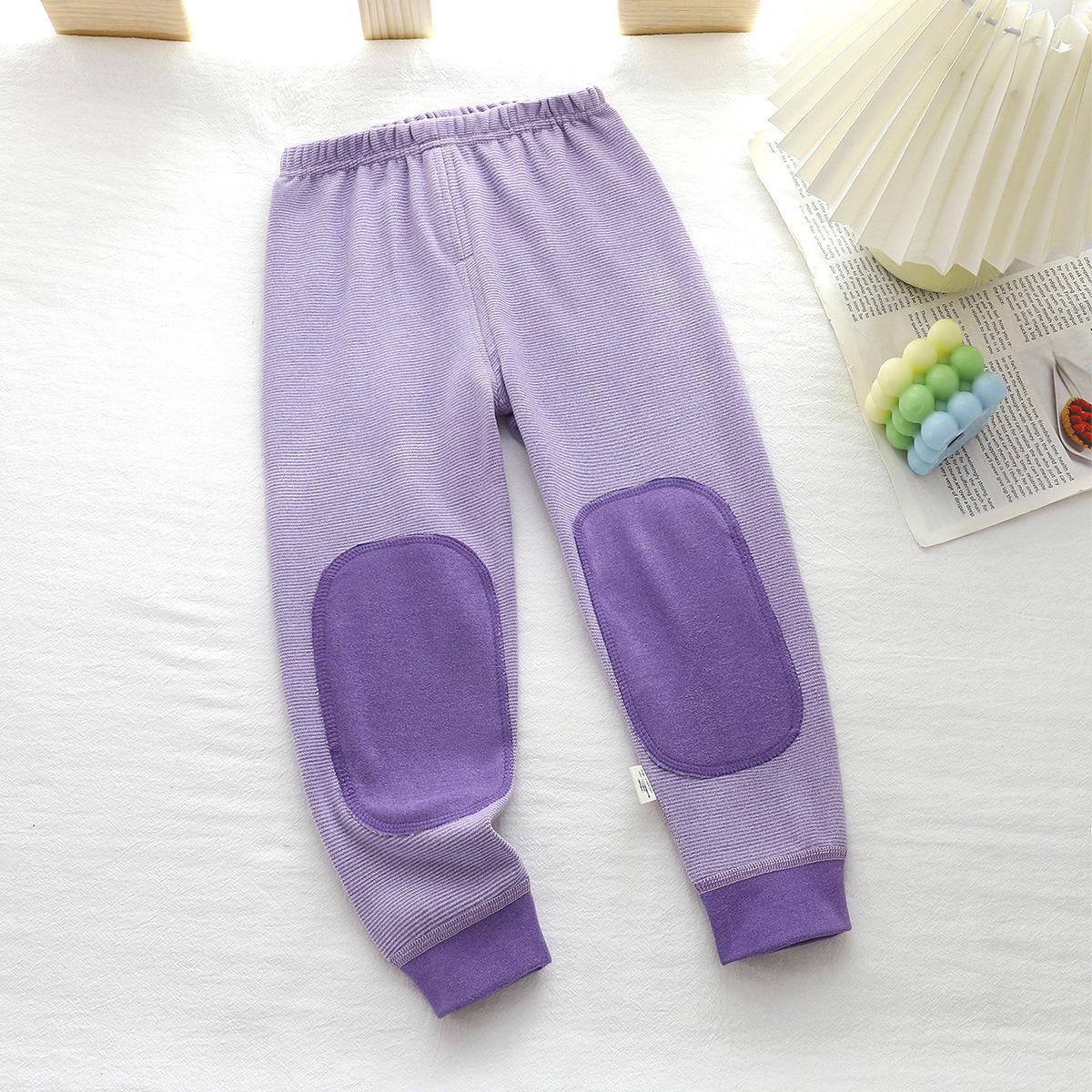 

Детские полосатые двухслойные утолщенные школьные вязаные наколенники-брюки для осени и зимы 90cm Dual Crotch фиолетовый