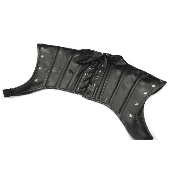 Topuri crop pentru femei, în stil gotic vintage, cu cataramă pentru curele, cu șal punk ajustabil