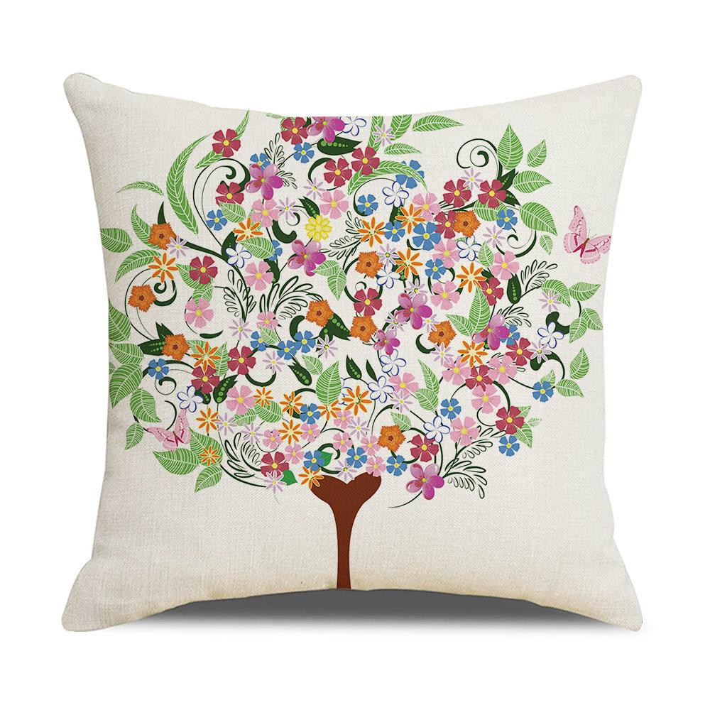 New Household Products Oil Painting Love Tree Linen Pillowcase Gift Sofa Bedroom Cushion Waist Pillowcase