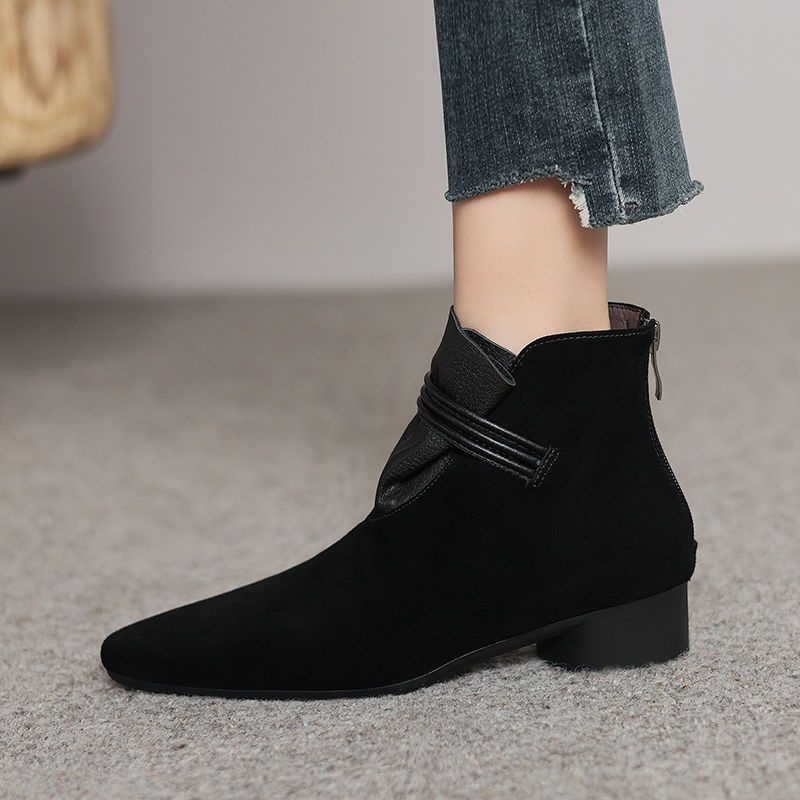 Super Soft Matte Pointed Short Boots 2025 Autumn and Winter New Martin Boots Fashion Thick Heel Medium Heel Large Size 41 Women's Boots