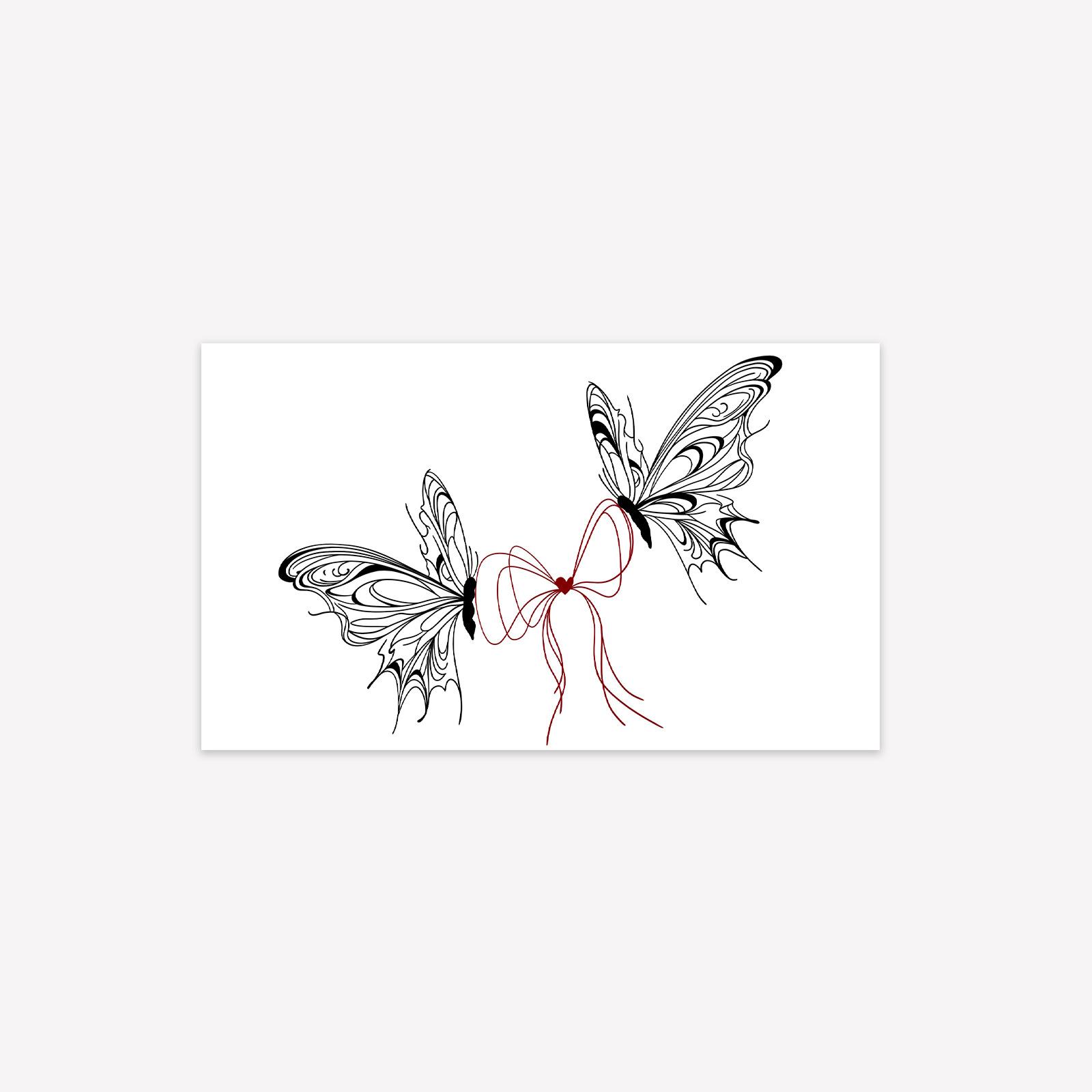 

Bow Twin Butterfly Tattoo Sticker Waterproof Lasting Premium Sense Sexy Temporary Tattoo Sticker 15*9