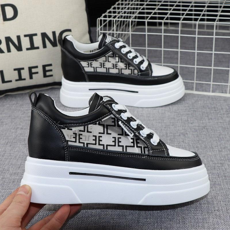 fashion 8CM Hidden Heels White Platform Wedges Sneakers Women Shoes High Top PU Leather Tenis Feminino Casual Basket Femme