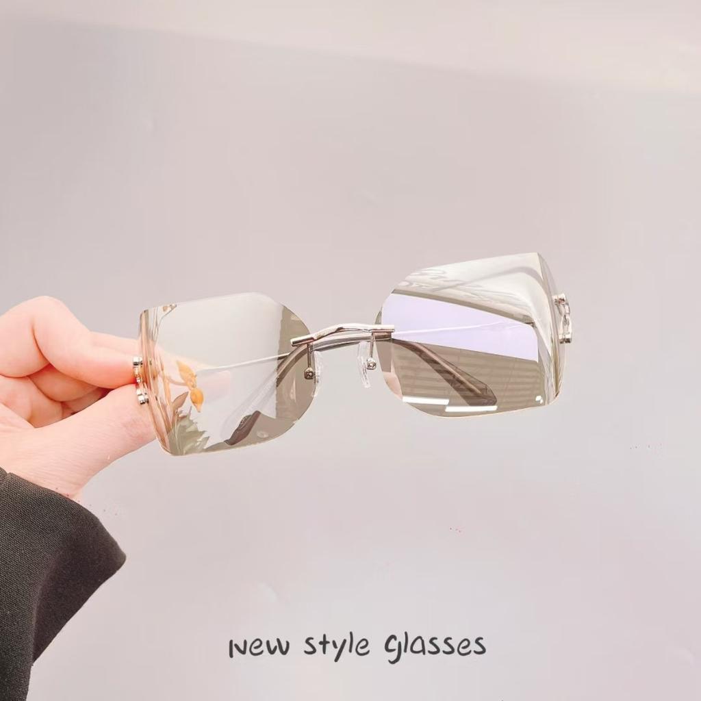 European American Style Sunglasses Female Fashion Stylish Big Size Rimless Women Sun Glasses Uv Protection Outdoor Sunglass