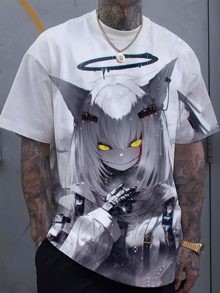 Cartoon Tattoo Meisje Patroon 3d Geprint Heren T-Shirt Oversized Sweatshirt Voor Mannen Bad Girl Harajuku Top Korte Mouw T-Shirt