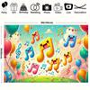 2D Cartoon Music Note Backdrop Colorful Balloon Birthday Party Background