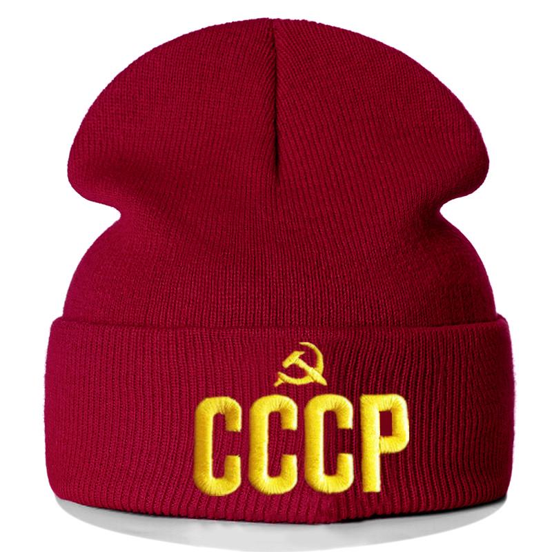 

Русская хлопковая повседневная шапка с вышивкой CCCP для женщин унисекс, вязаная зимняя шапка, однотонная шапка в стиле хип-хоп Skullies, шапка унисекс