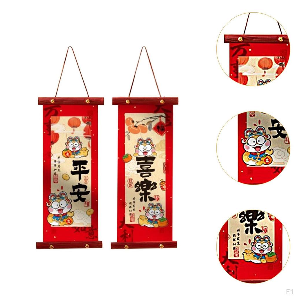 Chinese Year Hanging Scrolls Decoration 12.2x5.9inch Traditional for Home Office Decor