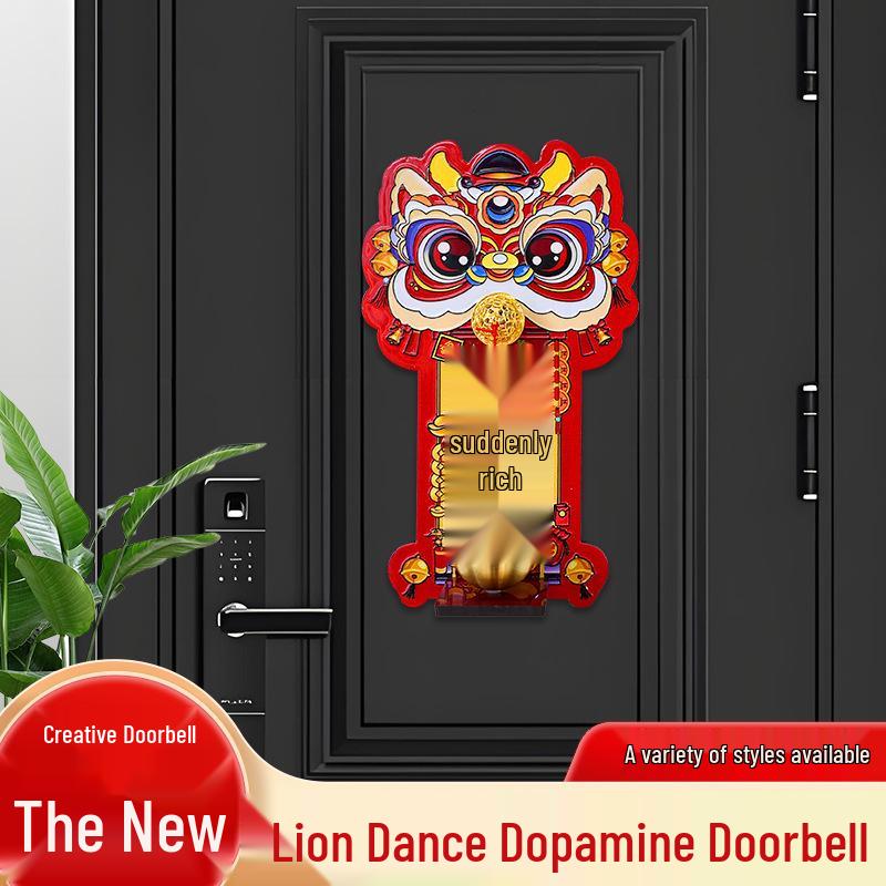 Chinese Lion Dopamine Magnetic Doorbell: Festive Décor for Wealth & Fortune, New Year, Holiday, and Housewarming