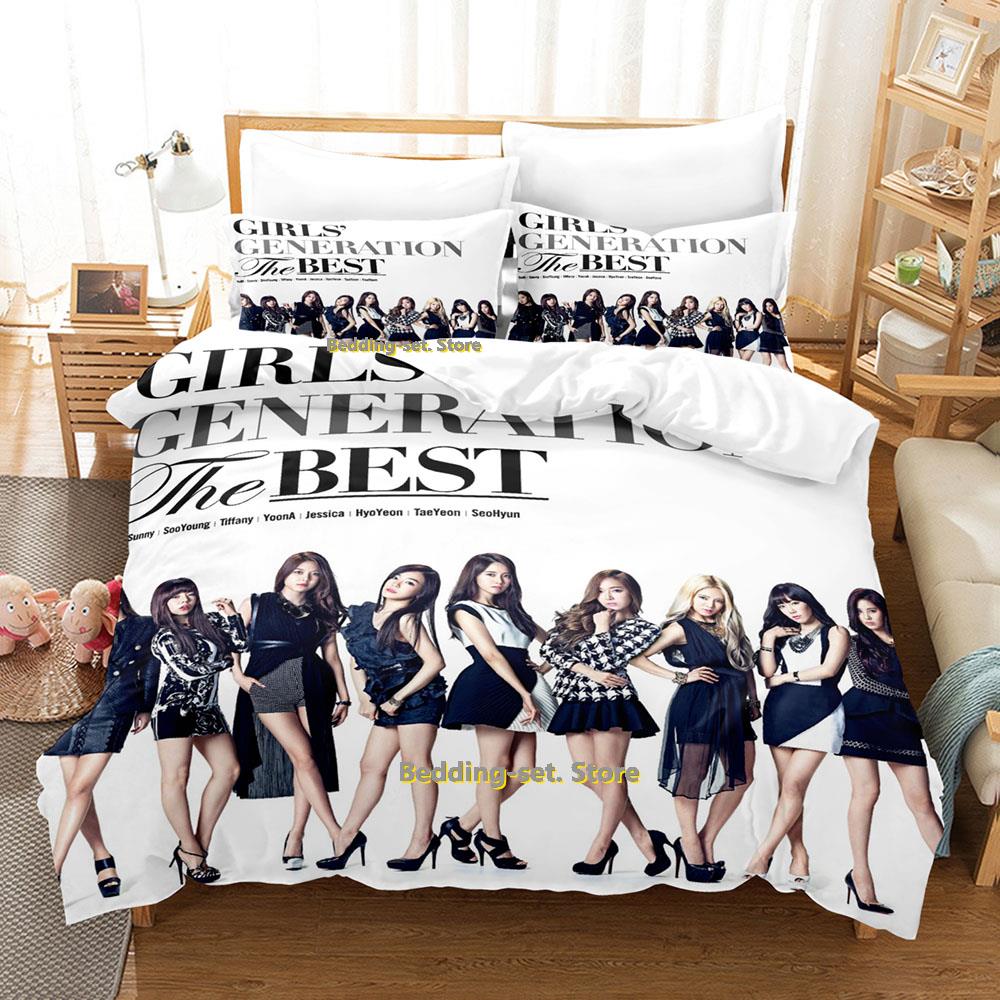 Comforter Kpop Girls Generation Bedding Set Single Twin Full Queen King Size Bed Set Adult Kid Bedroom Three-Piece Suits Kawaii Girls